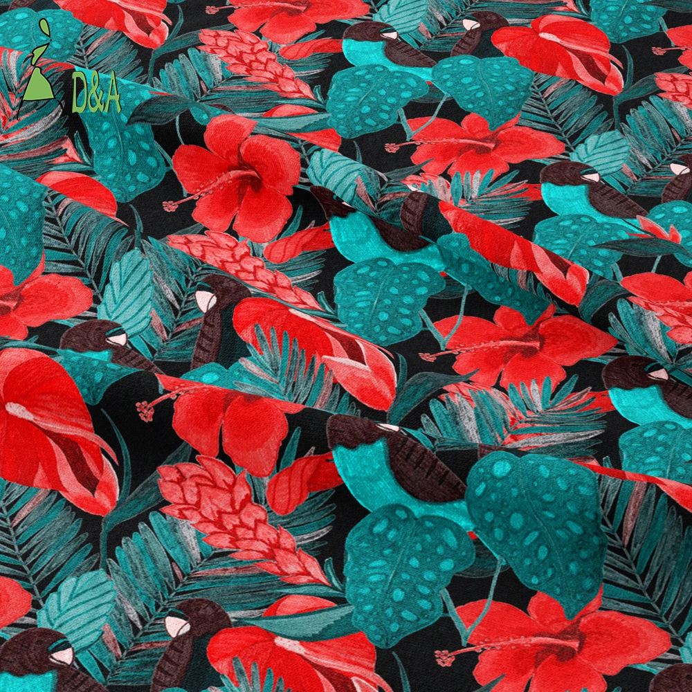 Hot Selling Hawaiian Peony Floral Printed 100% Rayon Fabric Woven Technique for Girls Dresses Lining Sleepwear Boys Clothing - Image 2
