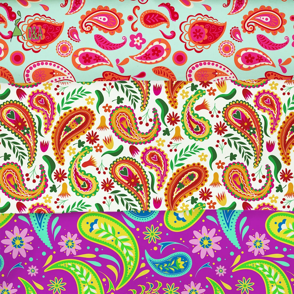 Cute Paisley Colorful Printed Combed Organic Woven Eco-Friendly 100% Cotton Poplin Fabric for Girls & Boys Shirt Dress Cover - Image 2