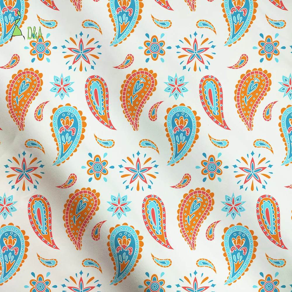 Cute Paisley Colorful Printed Combed Organic Woven Eco-Friendly 100% Cotton Poplin Fabric for Girls & Boys Shirt Dress Cover - Image 4