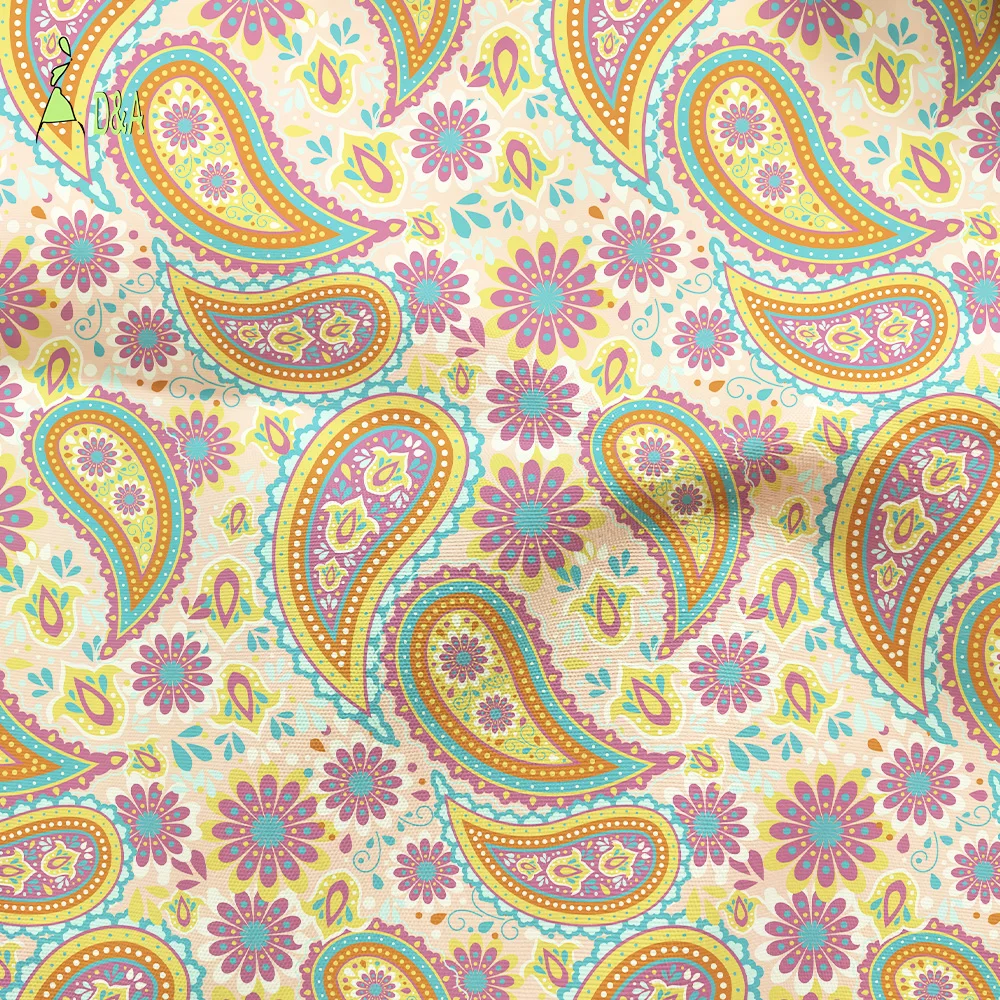 Cute Paisley Colorful Printed Combed Organic Woven Eco-Friendly 100% Cotton Poplin Fabric for Girls & Boys Shirt Dress Cover - Image 5